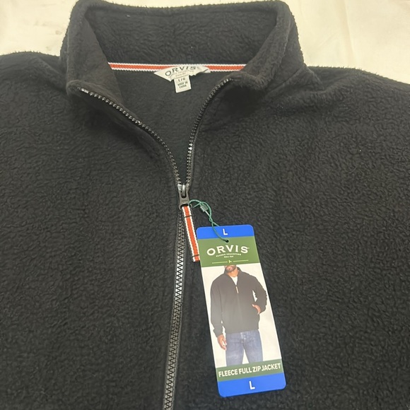 Orvis men’s Fleece Full zip Jacket, Black size L NWT - Picture 2 of 5